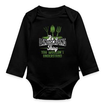 Landscaper Landscaping Landscape - Organic Longsleeve Baby Bodysuit - black - Front