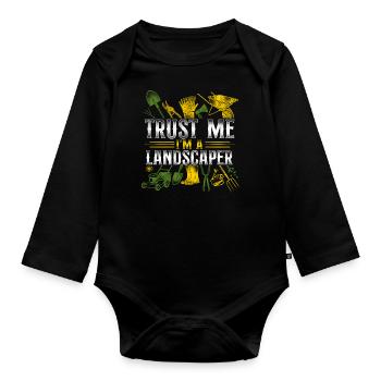 Landscaper Landscaping Landscape - Baby Bio-Langarm-Body - Schwarz - Vorne