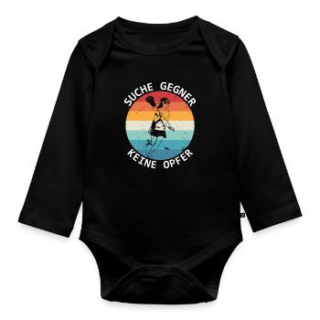Suche Gegner Keine Opfer Lacrosse Lacrossespieler - Baby Bio-Langarm-Body - Schwarz - Vorne