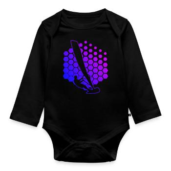 Women's Windsurfing Men's Surfing Windsurfer - Organic Longsleeve Baby Bodysuit - black - Front