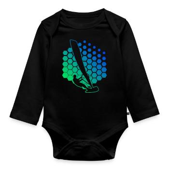 Women's Windsurfing Men Windsurf Surfer Surfing - Organic Longsleeve Baby Bodysuit - black - Front