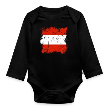 Drapeau de l’Autriche Drapeau autrichien AT - Body Bébé bio manches longues - noir - Devant