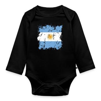 Argentina Flag South America Argentine Flag - Organic Longsleeve Baby Bodysuit - black - Front