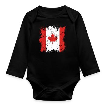 Drapeau du Canada Feuille d’érable Drapeau canadien Canada - Body Bébé bio manches longues - noir - Devant