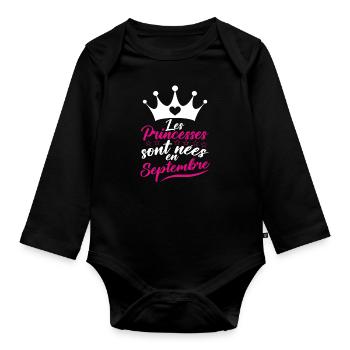 Les Princesses Sont Nées En Septembre - Body Bébé bio manches longues - noir - Devant