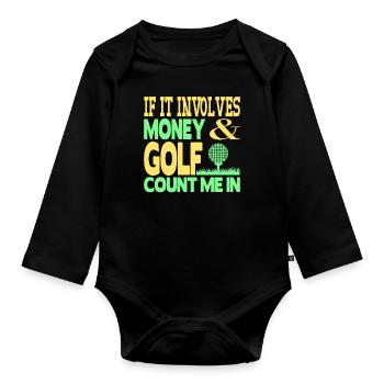 Argent et golf - Body Bébé bio manches longues - noir - Devant