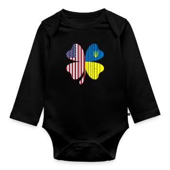 Ukraine Amérique Drapeau Cloverleaf - Body Bébé bio manches longues - noir - Devant