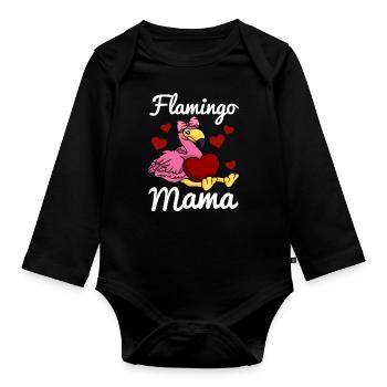 Flamingo Mama Heart Flamingo Love Flamingo Mama - Body Bébé bio manches longues - noir - Devant