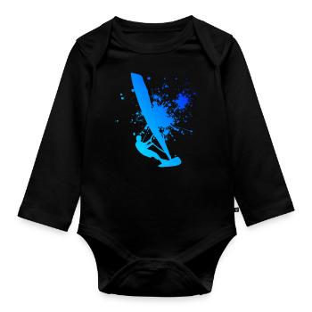 Surf Surfeur Hommes Femmes Windsurfer Windsurf - Body Bébé bio manches longues - noir - Devant