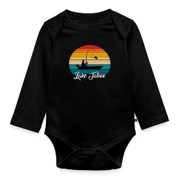 Lake Tahoe Fishing Spot - Organic Longsleeve Baby Bodysuit - black - Front