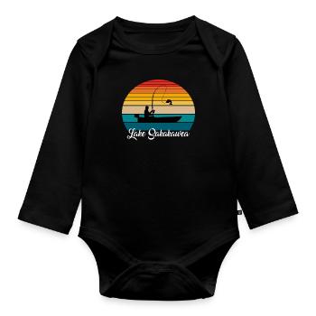 Lake Sakakawea Fishing Spot - Organic Longsleeve Baby Bodysuit - black - Front