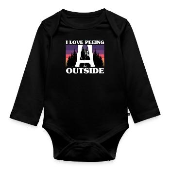 I Love Peeing Outside Camping Camper Outdoor Lover - Organic Longsleeve Baby Bodysuit - black - Front