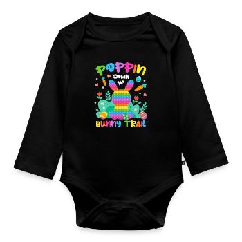 Poppin Down The Rabbit Trail Rabbit Pop It Egg - Baby Bio-Langarm-Body - Schwarz - Vorne