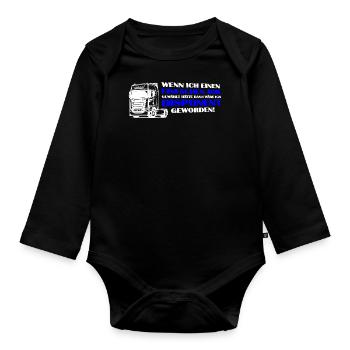 Trucker Brummi Fahrer Disponent Spruch Zugmaschine - Baby Bio-Langarm-Body - Schwarz - Vorne
