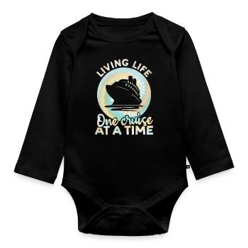 Living Life One Cruise At A Time Tie Dye Print - Organic Longsleeve Baby Bodysuit - black - Front