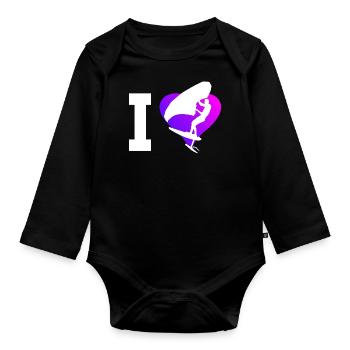 wingsurfen hydrofoil foilwing wingfoil wingsurf - Organic Longsleeve Baby Bodysuit - black - Front