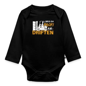 Weg Da Profi Am Driften Lagerist Staplerfahrer - Baby Bio-Langarm-Body - Schwarz - Vorne