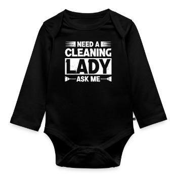 Cleaning lady Cleaner Cleaner - Organic Longsleeve Baby Bodysuit - black - Front