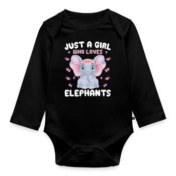 Bébé éléphant pour les filles - Body Bébé bio manches longues - noir - Devant