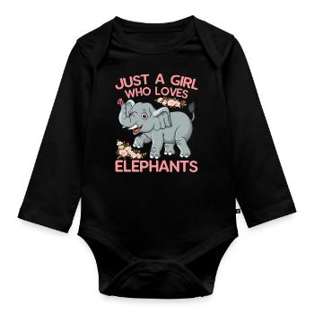 Bébé éléphant pour les filles - Body Bébé bio manches longues - noir - Devant