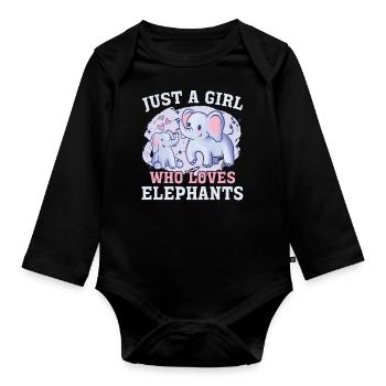 Bébé éléphant pour les filles - Body Bébé bio manches longues - noir - Devant