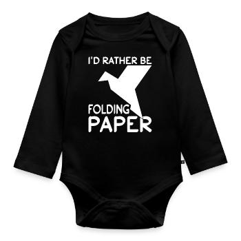 Origami Paper Airplane Paper Art Pilot - Body Bébé bio manches longues - noir - Devant