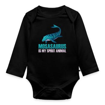 Meeresbiologe Mosasaurus Uhrzeit Dinosaurier - Baby Bio-Langarm-Body - Schwarz - Vorne