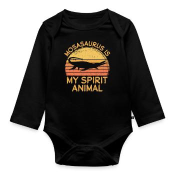 Biologiste marin Mosasaurus Time Dinosaures - Body Bébé bio manches longues - noir - Devant