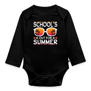 Schule Fertig Sommerferien Spruch - Baby Bio-Langarm-Body - Schwarz - Vorne