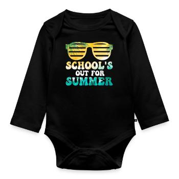 L’école a terminé les vacances d’été En disant - Body Bébé bio manches longues - noir - Devant