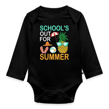 Schule Fertig Sommerferien Spruch - Baby Bio-Langarm-Body - Schwarz - Vorne