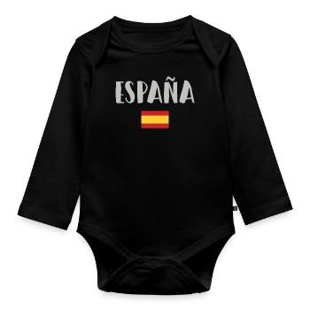 Spanien Fußball Trikot Spanische Flagge - Baby Bio-Langarm-Body - Schwarz - Vorne