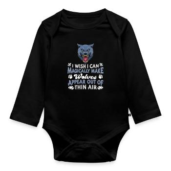 Wolf - Organic Longsleeve Baby Bodysuit - black - Front