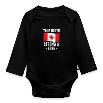 Canada Maple Leaf Flag Canada Vancouver Gift - Organic Longsleeve Baby Bodysuit - black - Front