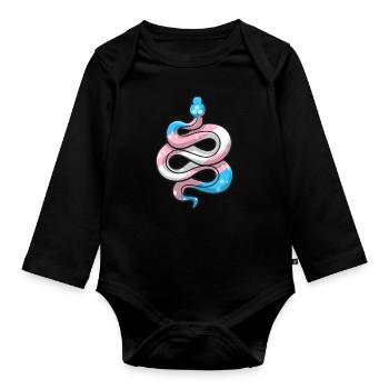 Transgenre Pride Stuff Trans Flag Serpent Reptile - Body Bébé bio manches longues - noir - Devant