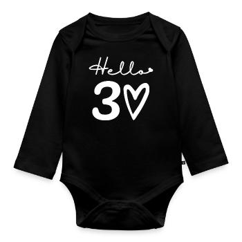 hello 30. 30th birthday - Organic Longsleeve Baby Bodysuit - black - Front