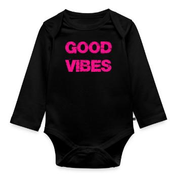 Good Vibes - Good Mood Girls Été 2022 - Body Bébé bio manches longues - noir - Devant