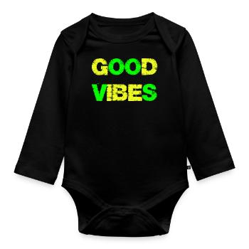 Good Vibe Girls Boys Summer Good Vibes - Organic Longsleeve Baby Bodysuit - black - Front