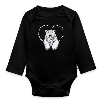 Crack Polar Bear Torn Hole Polar Bear - Organic Longsleeve Baby Bodysuit - black - Front