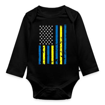 Ukraine America Flag I Stand With Ukraine - Organic Longsleeve Baby Bodysuit - black - Front