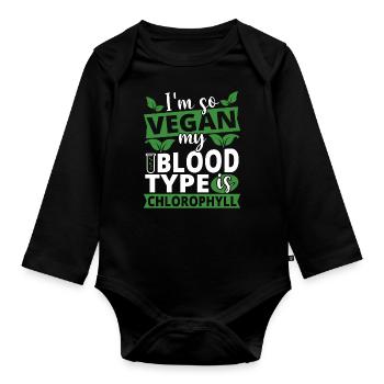 Vegan dicton Mode de vie végétalien - Body Bébé bio manches longues - noir - Devant