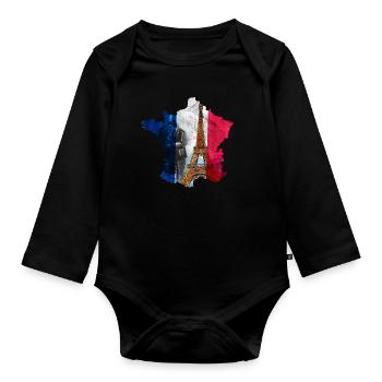 Frankreich - Baby Bio-Langarm-Body - Schwarz - Vorne