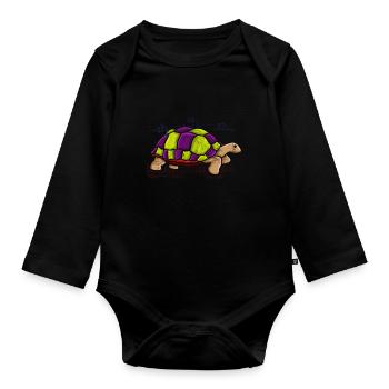 Turtle - Organic Longsleeve Baby Bodysuit - black - Front