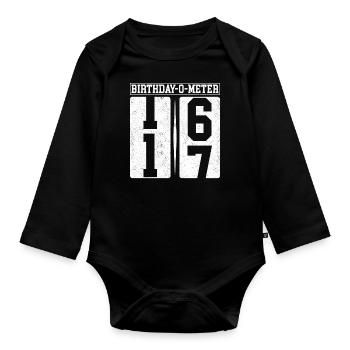 Birthday-O-Meter 17 Happy 17th Birthday Celebrant - Organic Longsleeve Baby Bodysuit - black - Front