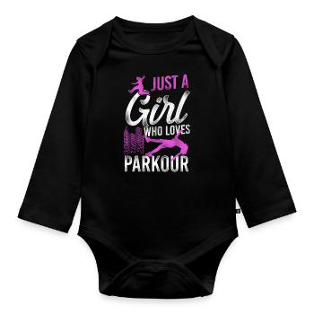 Parkour Free Running Traceur Girl - Organic Longsleeve Baby Bodysuit - black - Front