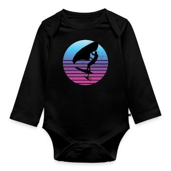 wingfoil foilwing homme hydroptère wingsurfen - Body Bébé bio manches longues - noir - Devant