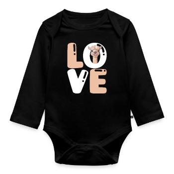 Love Pako alpaca lama éleveur d'alpagas - Body Bébé bio manches longues - noir - Devant