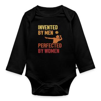 Invented by Men Perfected by Women Team Player - Organic Longsleeve Baby Bodysuit - black - Front
