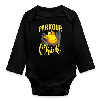 Parkour Free Running Traceur - Organic Longsleeve Baby Bodysuit - black - Front
