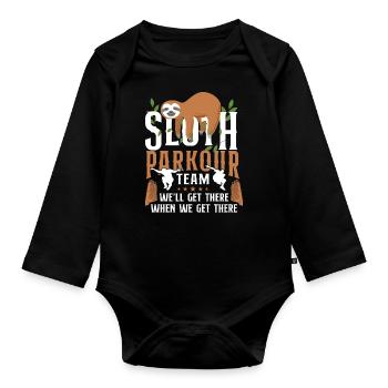Parkour Free Running Traceur Sloth - Organic Longsleeve Baby Bodysuit - black - Front